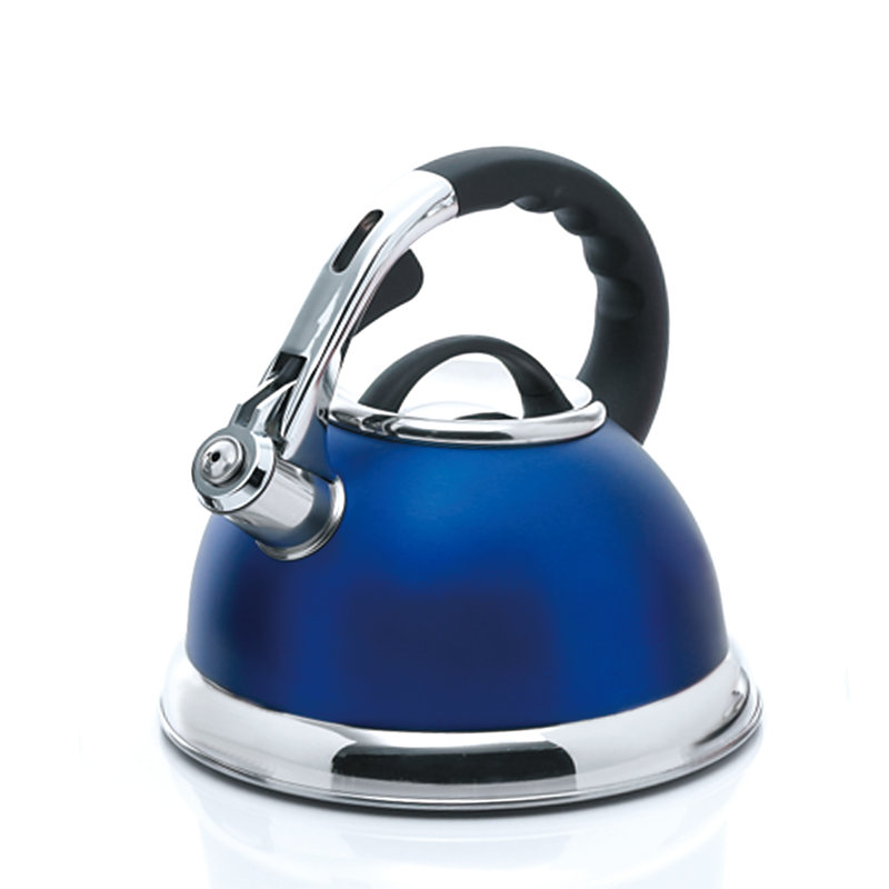 Bouilloire à sifflet en acier inoxydable Creative Home Camille 3 pte avec fond en aluminium, Bleu