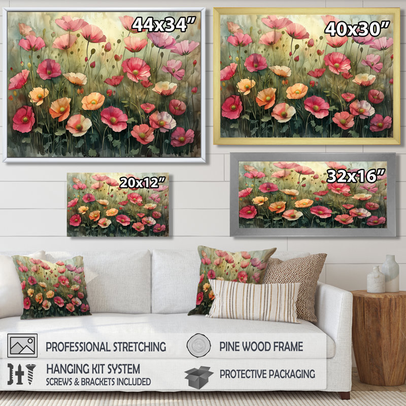 Vianney - Buttercups, art mural, Toile encadrée noire simple, H 12 po x l 20 po x P 1 po