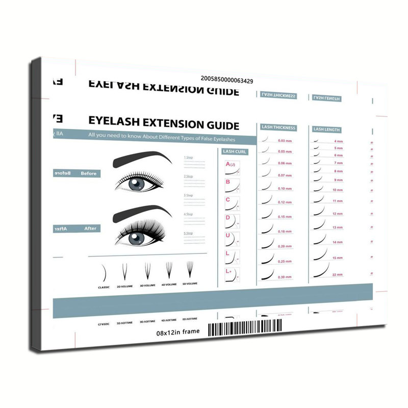 Eyelash Extension Guide Chart Poster, 24x36inch