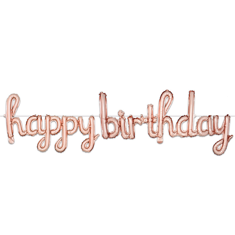Banderole de script Script Happy Birthday, Or rose