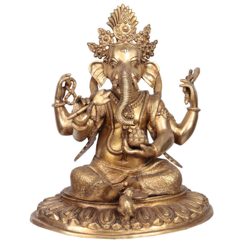 Statue népalaise de seigneurs Ganesha, Or