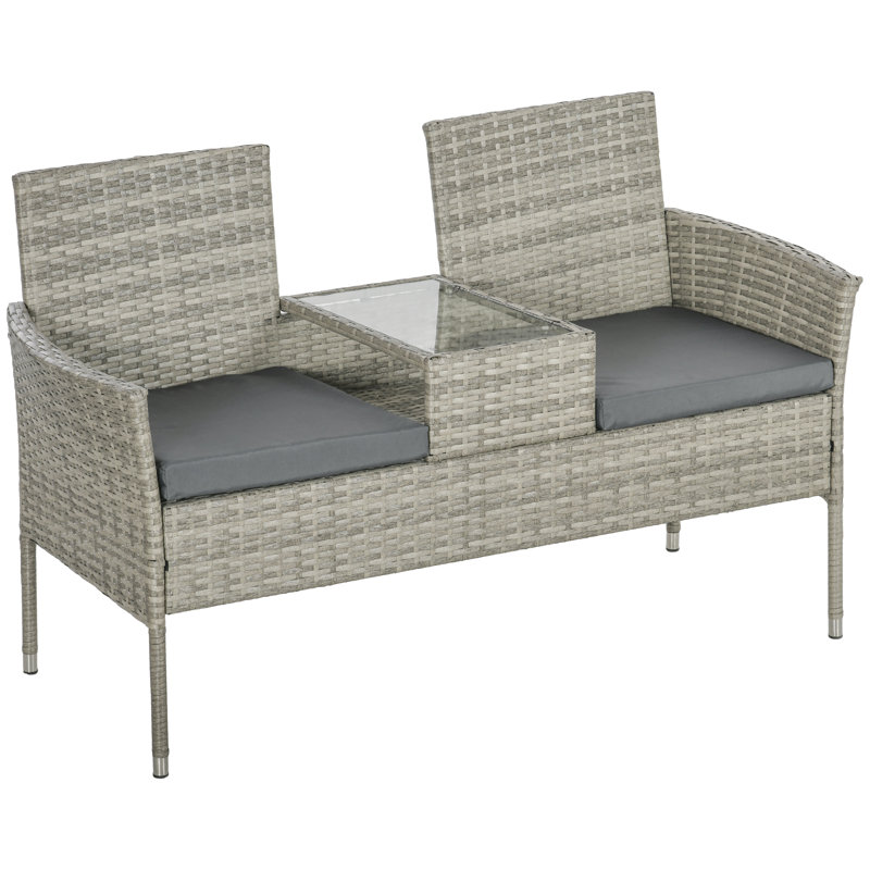 Callihan 137cm Long Slat Seat with Cushions, Grey