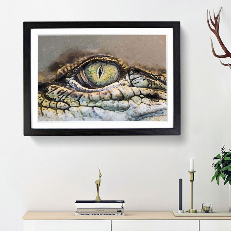 Crocodile Eye - Picture Frame Graphic Art Print, 27cm H x 36cm W x 2cm D, Black Framed