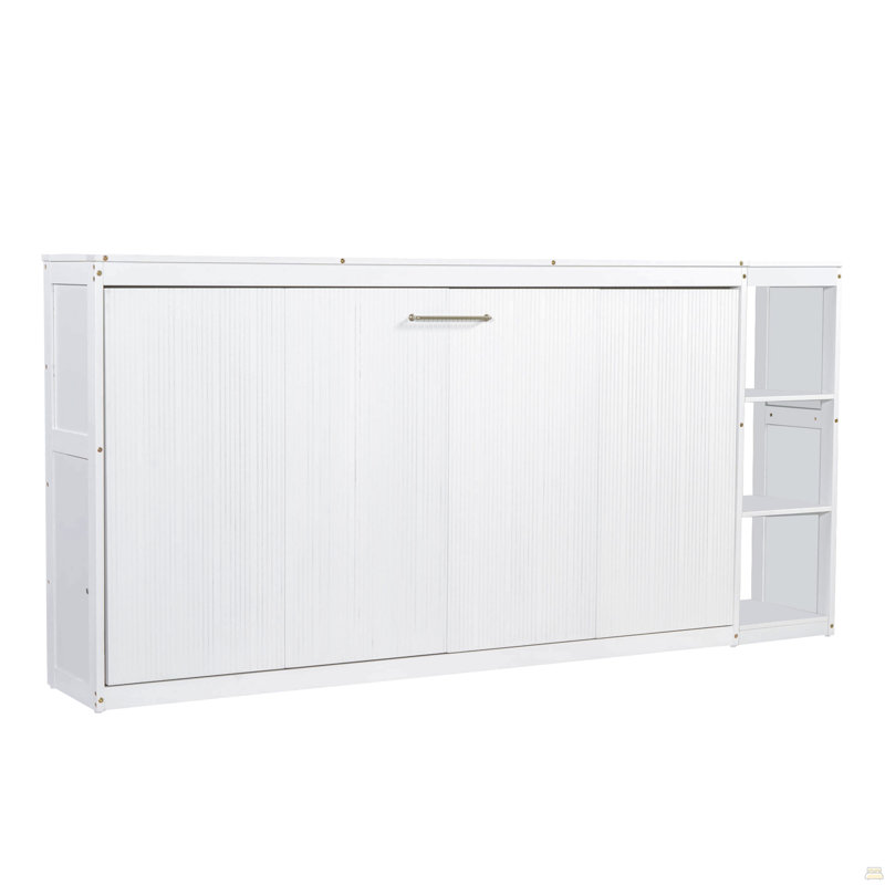 Lit escamotable simple avec bibliothèque, blanc