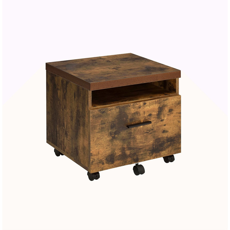 Weathered Oak & Black Finish File Cabinet