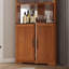 Grande armoire à vin de coin autoportante de 70,86 po (180 cm) - Vitrine moderne à 5 niveaux avec portes en verre trempé et dossier en miroir - Tablettes réglables pour le salon et la cuisine-130805853