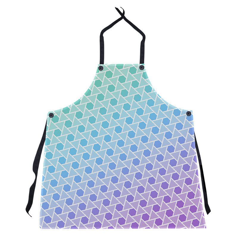 Tablier en hexagones et triangles Rainbow, Dégradé paon