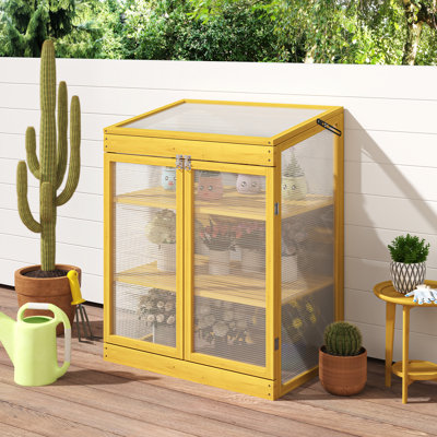 Serre à cadre froid en bois pour serre, mini serre pour l'extérieur, armoire de jardin en polycarbonate à 2 niveaux, garde les plantes assez chaudes