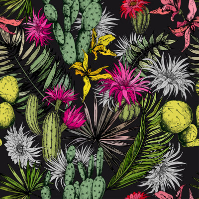 Pattern Tropical Leaves by Jeanna Draw - Wrapped Canvas Print