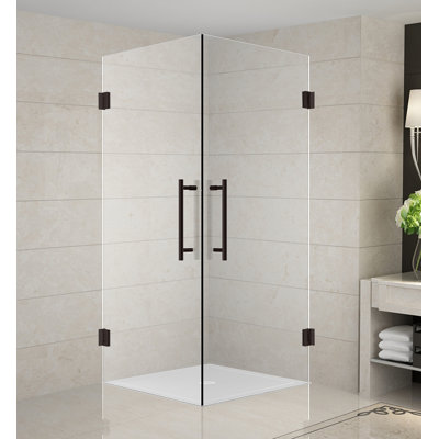 Cabine de douche carrée à charnière sans cadre 38 po x 72 po Vanora