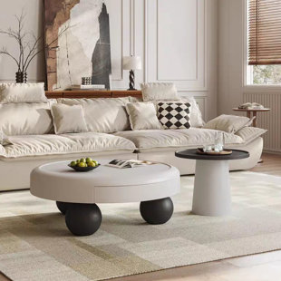 Table basse ronde de style crème moderne