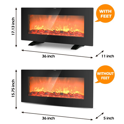 Nordic Hygge 36"" Actrice 1500-Watt Freestanding/Wall-Mounted Electric Fireplace Heater, Black -  Symple Stuff, 9EEAFED4C6624EEF8442A31C4699CABA