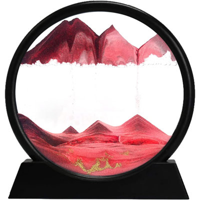 3D Dynamic Sand Art Liquid Motion, Moving Sand Art Picture Round Glass 3D Deep Sea Sandscape In Motion Display Flowing Sand Frame Relaxing Desktop Home Office Work Decor