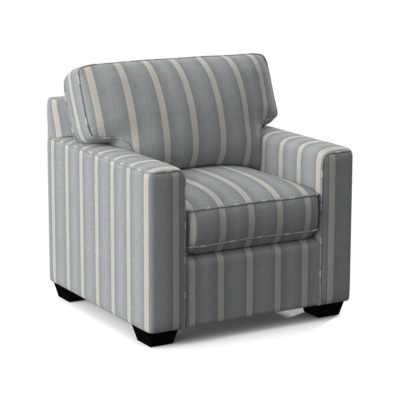 Chaise Frye, Finition noire, Rayures bleues / beiges 0209-61