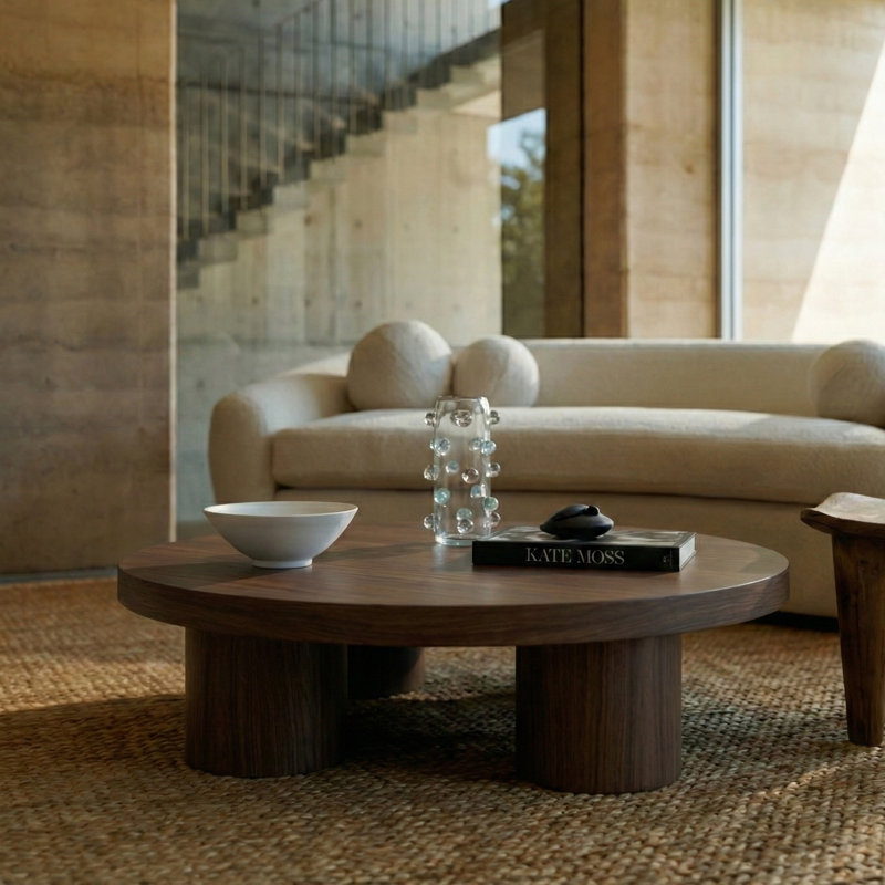 Mendel 40" Coffee Table, Brown, Brown Wood