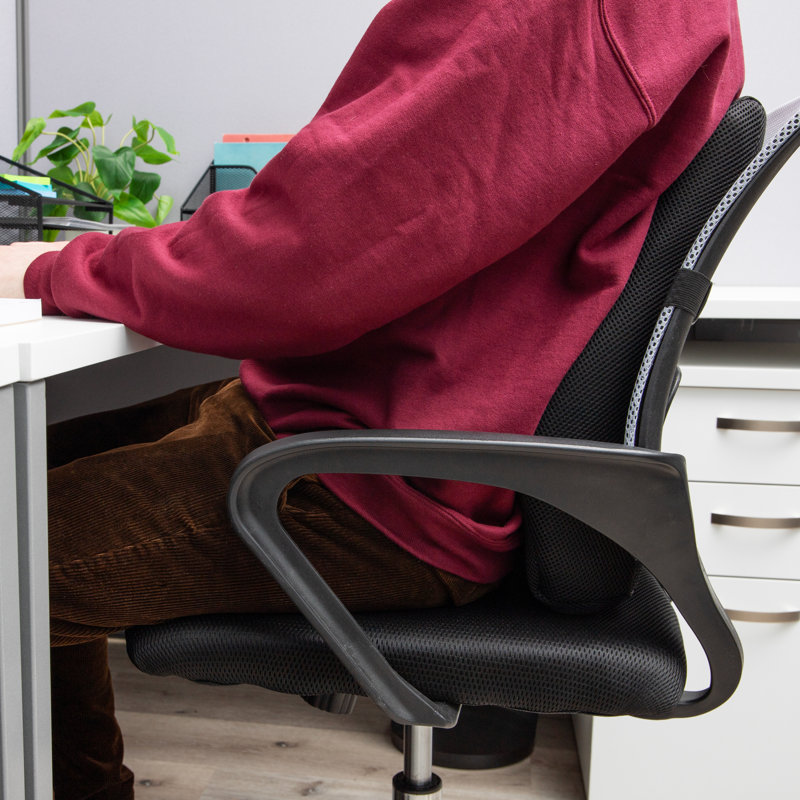 Black Ergonomic Memory Foam Office Chair Back Cushion