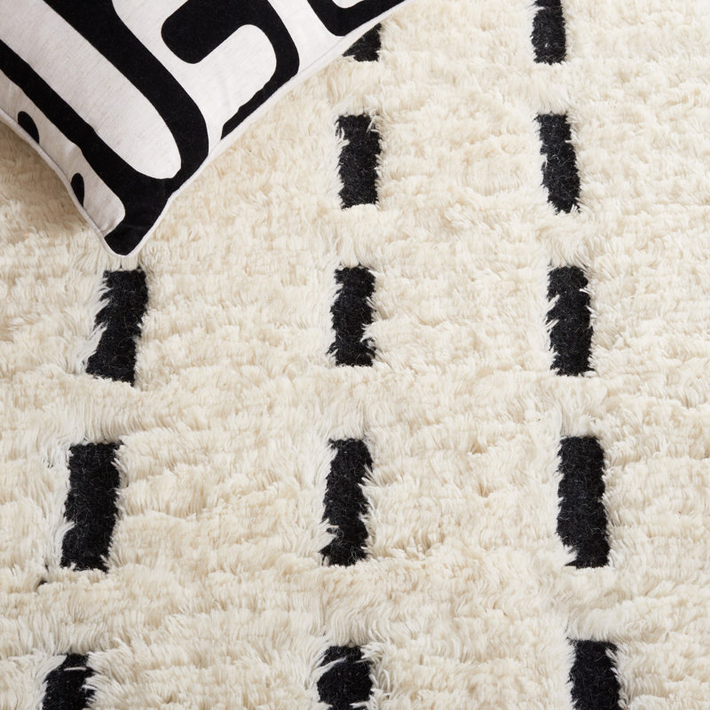 Tapis rayé en laine / coton tissé à la main Franchezca, Rectangle 5 pi x 8 pi