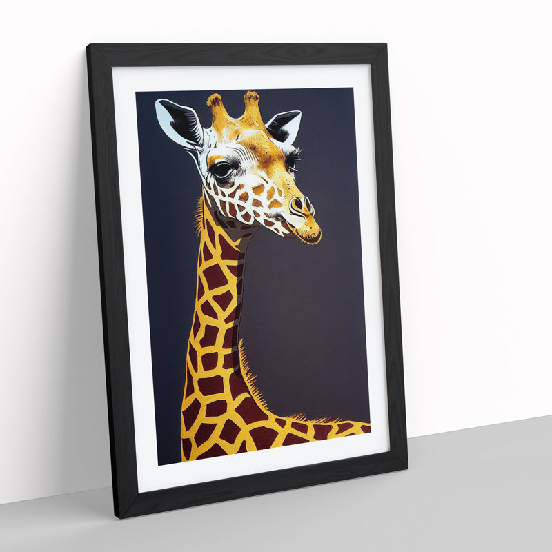 Striking Giraffe - Framed Print, Black, 64cm H x 46cm W x 2cm D