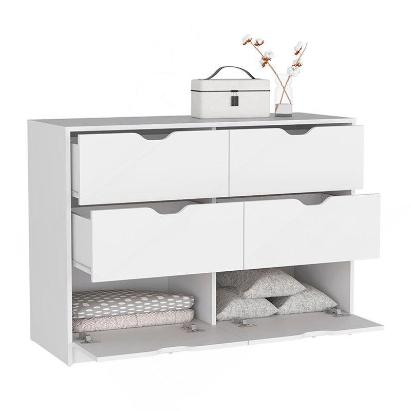 Commode 4 tiroirs Basilea, 2 armoires - blanc, Blanc
