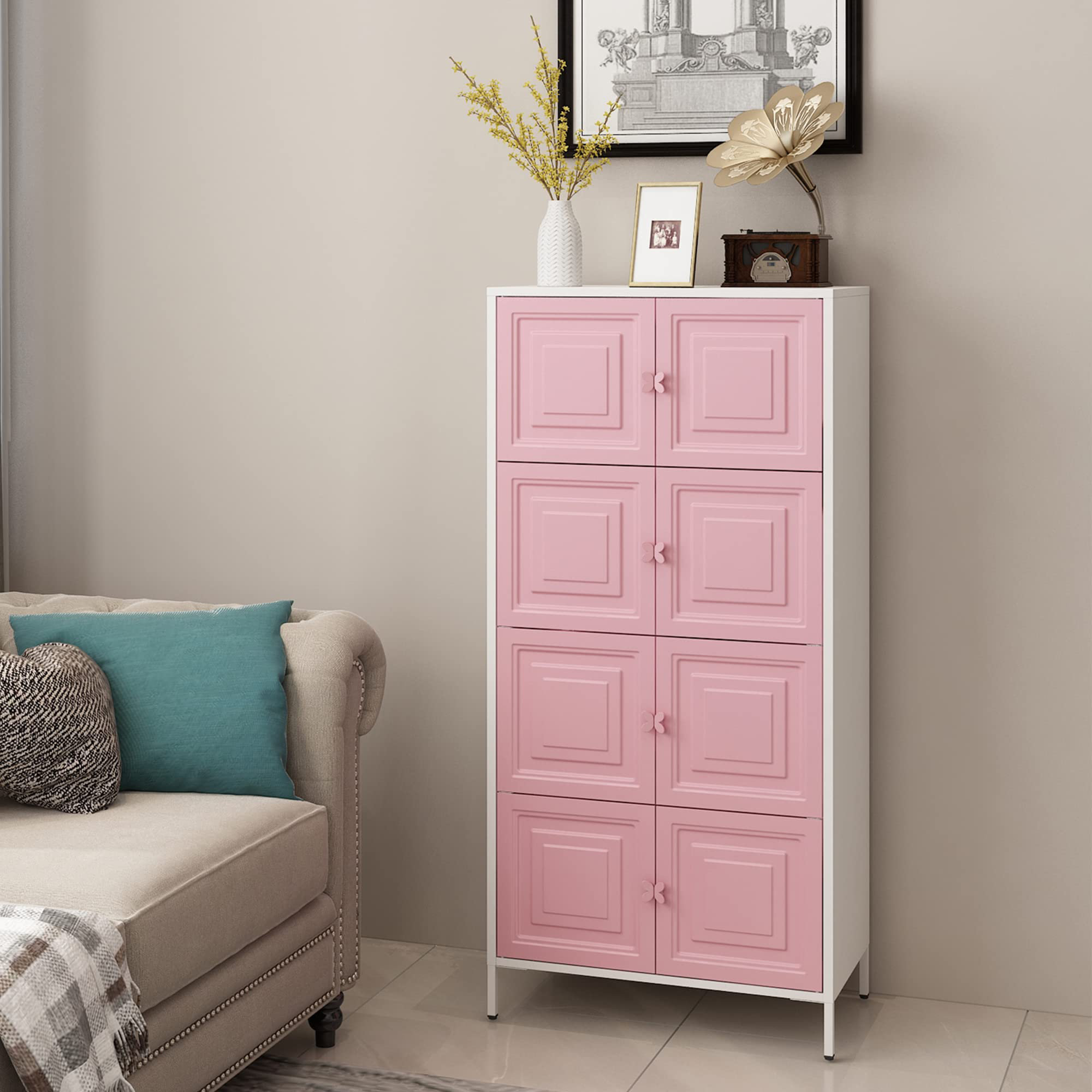 Armoire de Rangement avec 4 Portes - Farnel Blanc Solide South