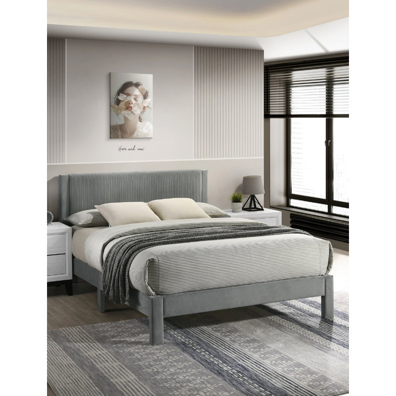 Lit de tête de lit tapissier 1pc Contemporary, Gris clair, Complète