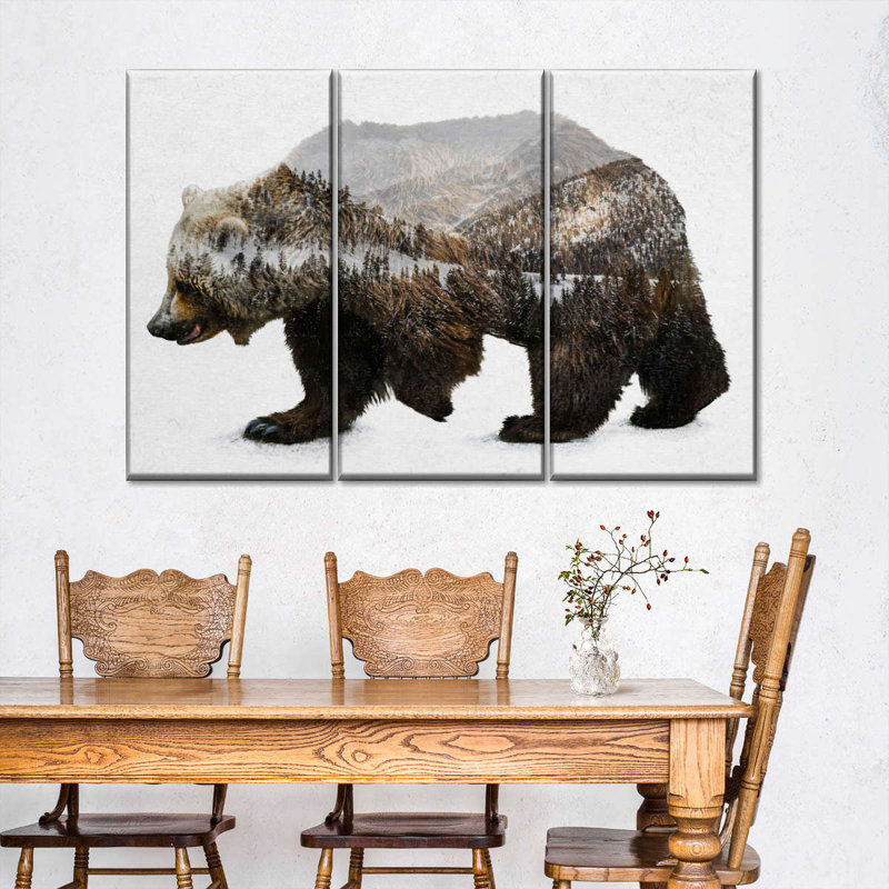 The Kodiak Brown Bear Wall Art Multi Piece Canvas Print, H 24 po x l 38 po x P 1,25 po