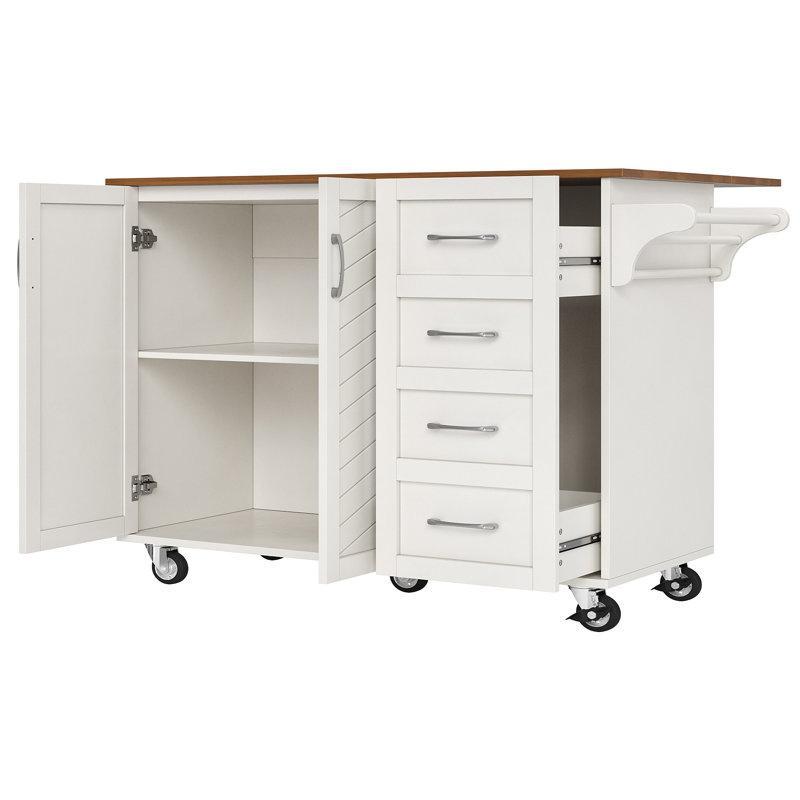 128 cm W Kitchen Island with, White