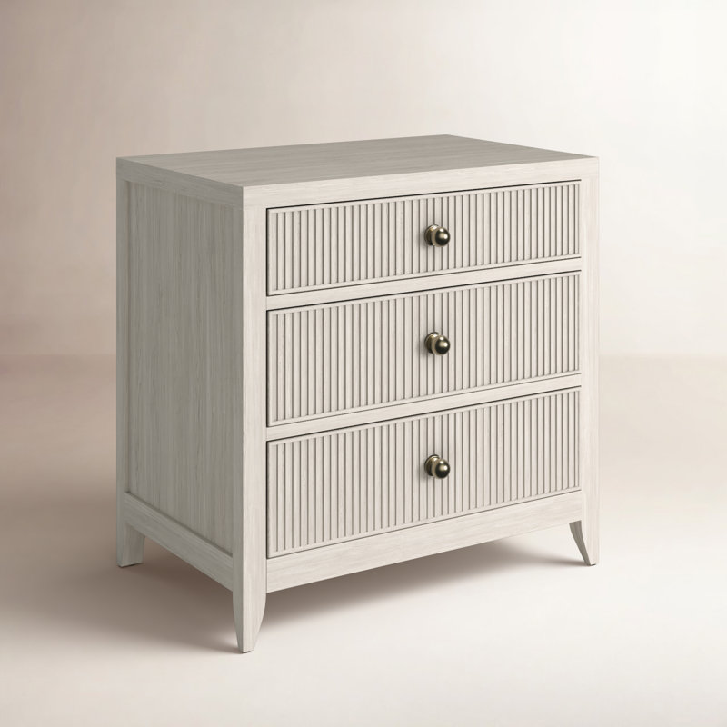 Carmen Three Drawer Nightstand, White Oak