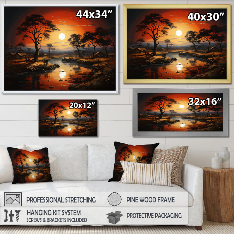 Tribal africain Eternity III - art tribal africain sur toile, H 12 po x l 20 po x P 1 po, Toile tendue