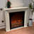 Cream white Solid Wood Freestanding Fireplace