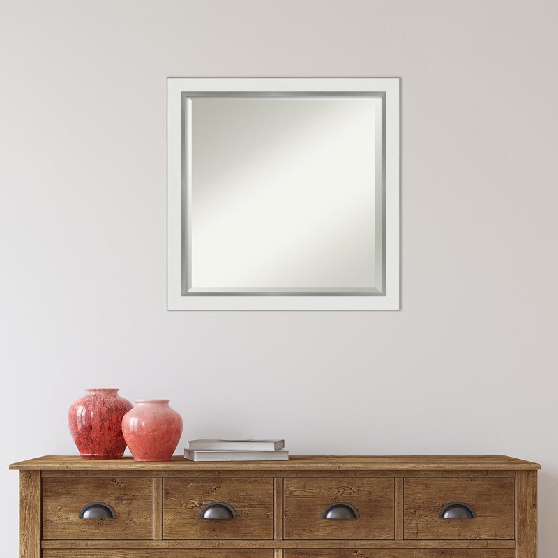 Quade Mirror, 23" x 23", Satin White/Silver