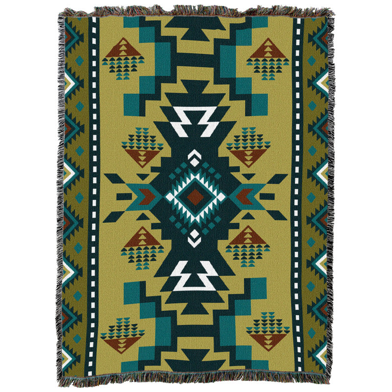 Jeté en coton Pure Country Weavers, Vert / bleu / rouge oriental