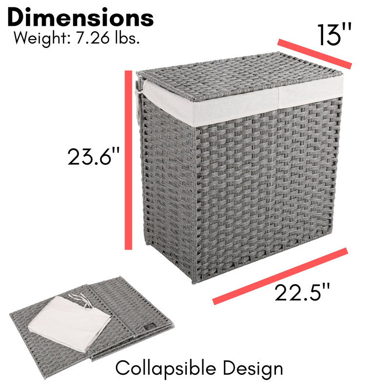 Laundry Hamper with Handles, Gray