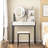 Bedroom Vanity Desk, Smart 3 - Lighting Led Mirror, Power Outlet With , Drawer, Open Shelf, Comfortable Seat Vanity, Outlet,