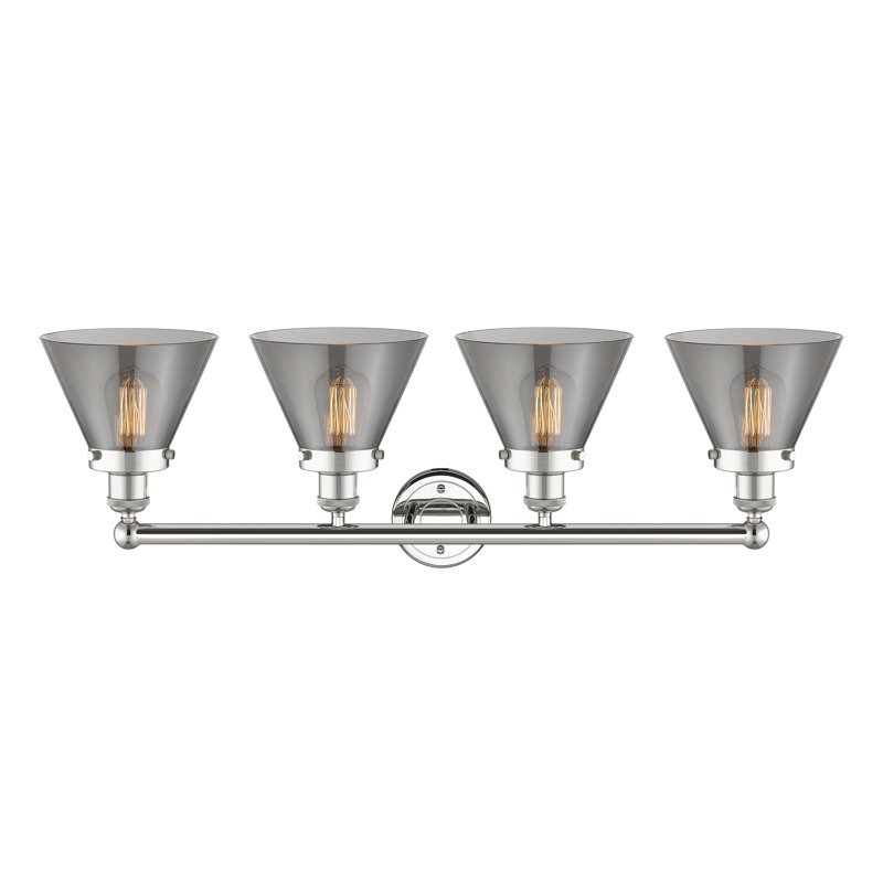 Éclairage de salle de bain à intensité variable 4 lumières Thorgard, Transparent, Nickel poli