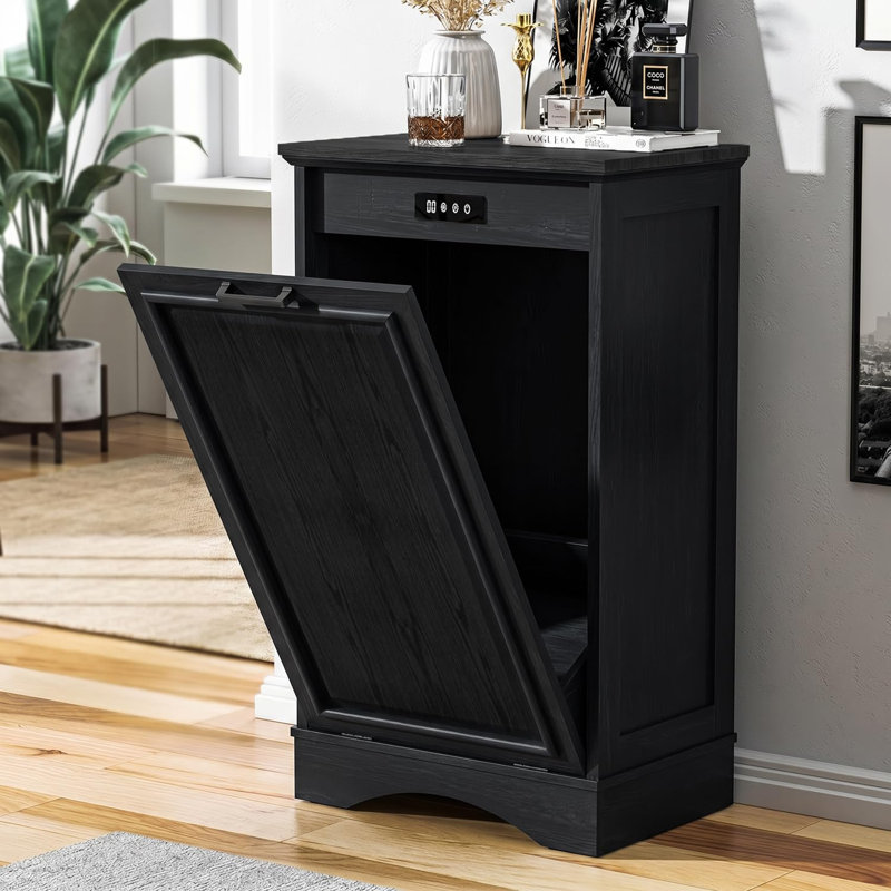 13 gallons inclinable avec armoire à ordures pour la cuisine, Noir foncé