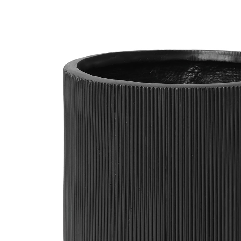 Pot de fleurs rond vert côtelé de 14,8 po Greenebaum, Noir, H 13,60 po x l 14,80 po x P 14,80 po