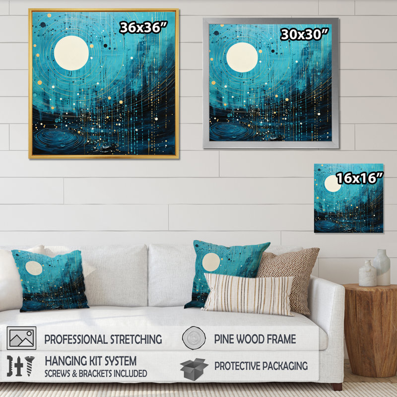Bleu minimalisme horizon II - impression, H 24 po x l 24 po x P 1 po, Cadre flottant blanc