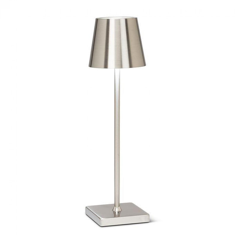 Lampe de table à DEL vert printanier avec abat-jour classique, Argent mat