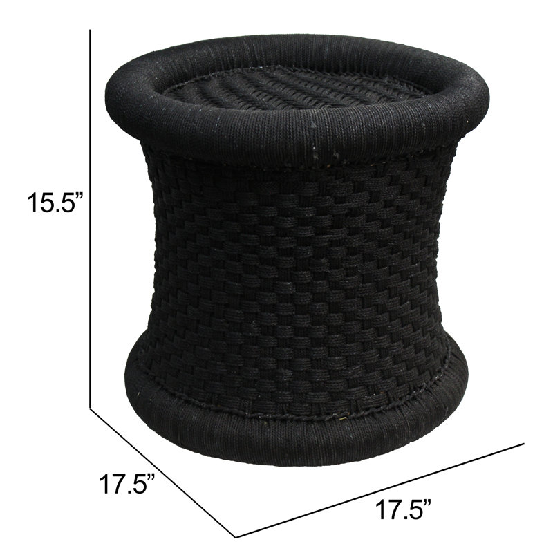 Tabouret d'appoint en rotin Grabowski, Noir