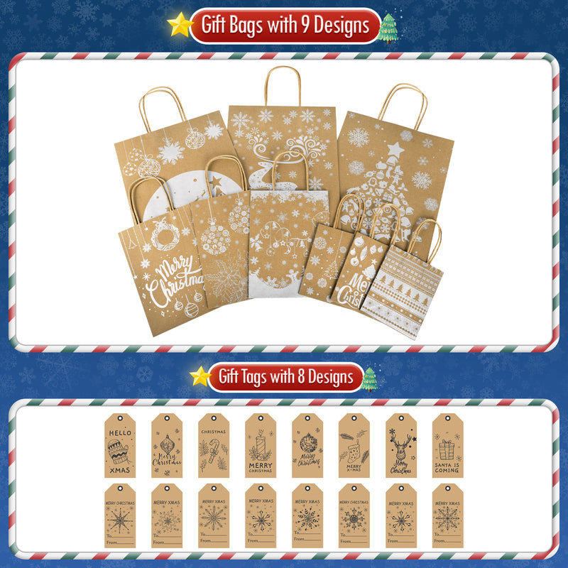 24 pièces de sacs-cadeaux de Noël en vrac avec poignées