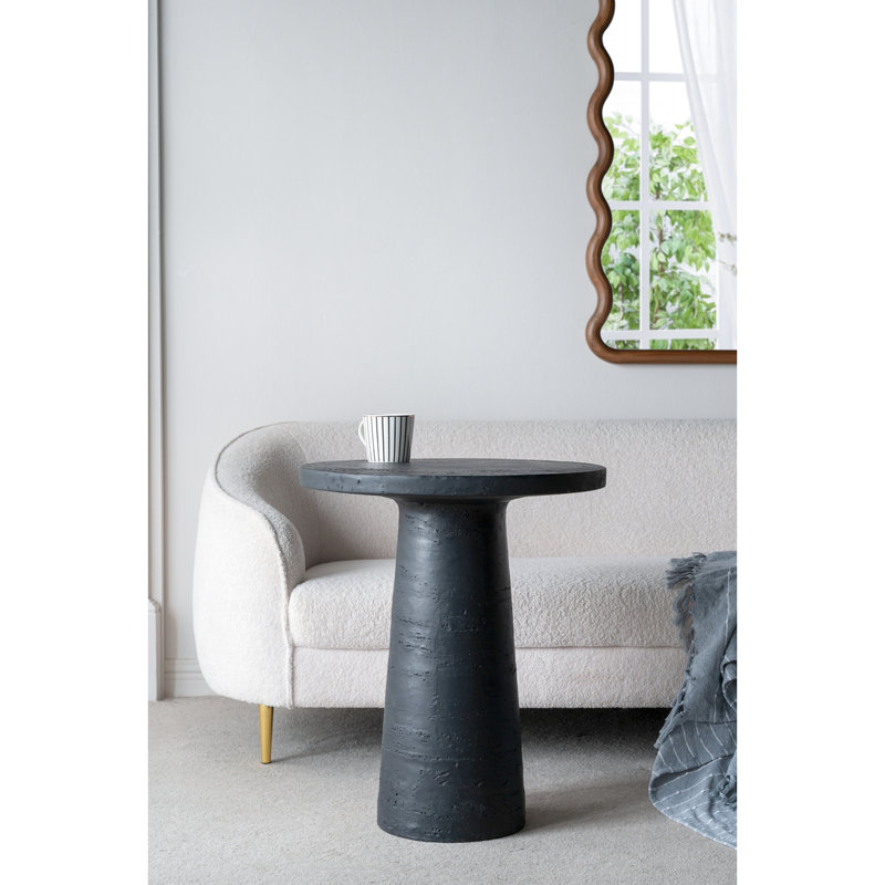 Table d'appoint ronde noire 22 po x 22 po x 25,5 po avec base en piédestal - Magnésium fabriqué pour une utilisation polyvalente, comme une table de chevet, un vestibule, un support à plante ou un ajout de salon dans une table polyvalente, élément
