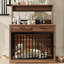 Meuble pour cage 38 po, table cage robuste avec 2 tiroirs de rangement et tablettes, table de bout avec porte coulissante pour chien à l'intérieur, table de bout