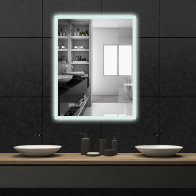 Rectangular LED Bathroom Mirror With Anti-Fog & Touch Control