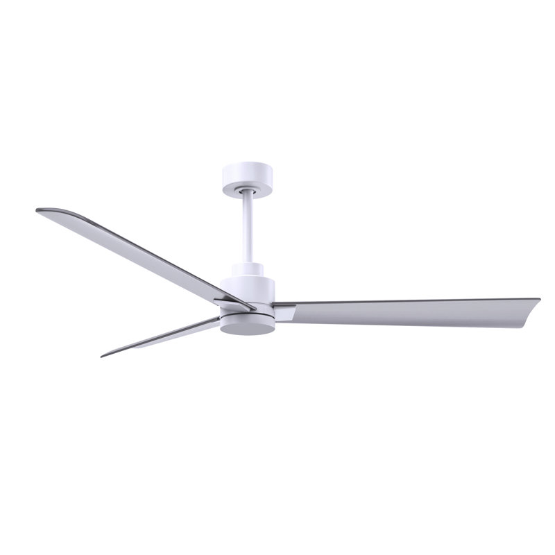 Ventilateur de plafond Alessandra, Nickel brossé, Blanc mat