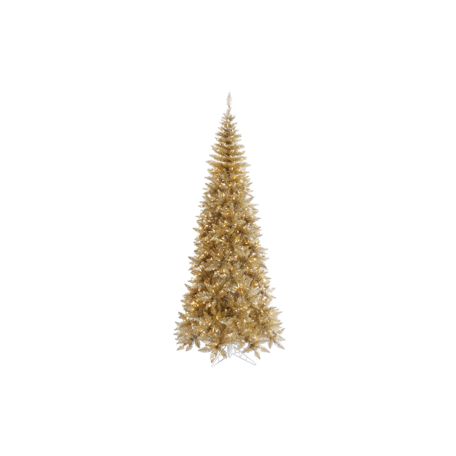 Champagne Tinsel Fir Slim Artificial Christmas Tree, 4.5' H, Warm White LED