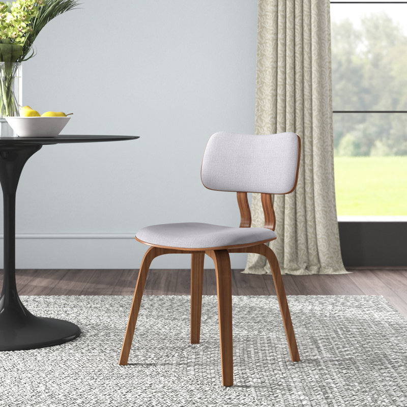 Chaise d'appoint Uselton Mid-Century, 4, Blanc, Noyer