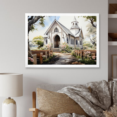 Aquarelle rustique de la chapelle blanche