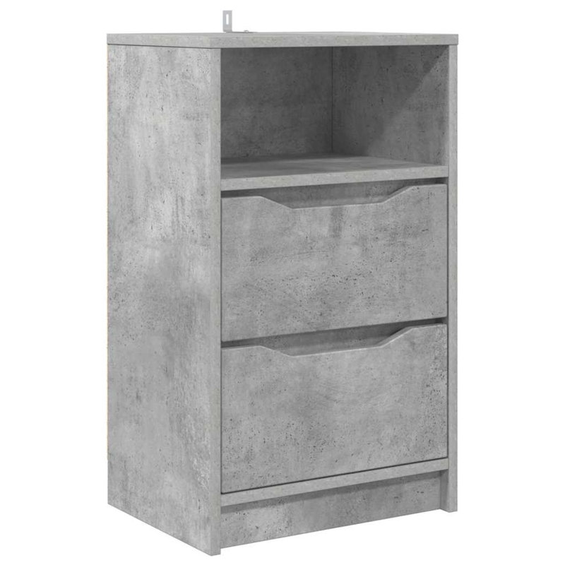 40cm W Manufactured Wood Bedside Table, Concrete Grey