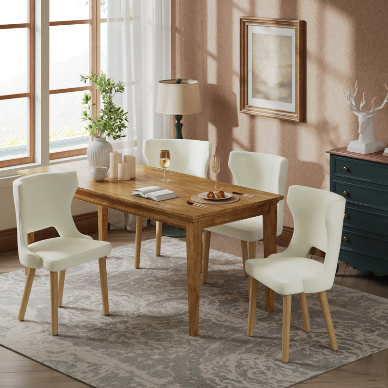 Chaises de salle à manger rembourrées de style moderne Mid-Century avec pieds en bois massif de 21,5 po Piscoya, Gris